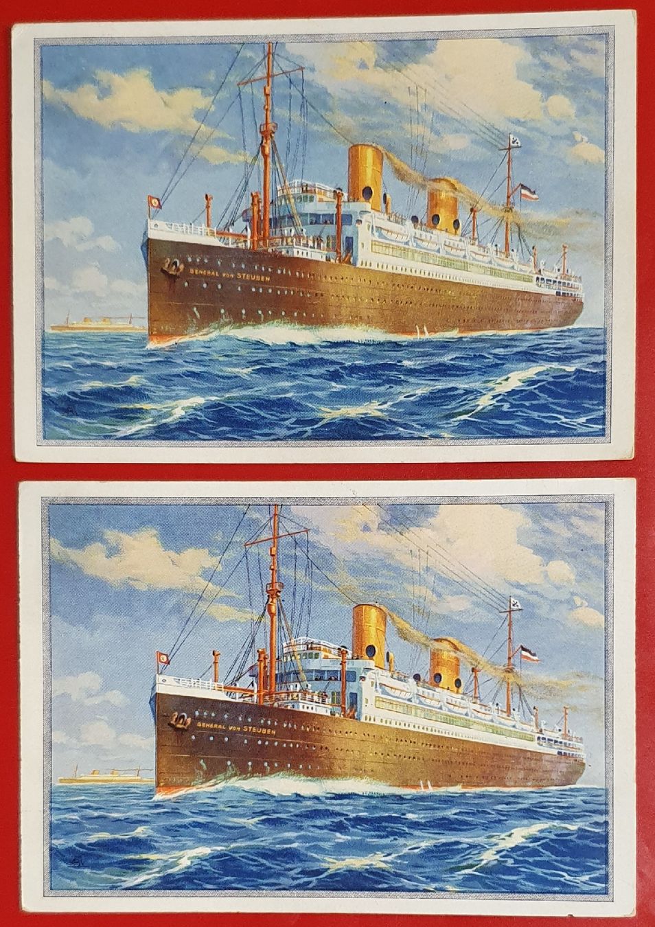 Cartoline postali: 2 Karten Postdampfer  "General von Steuben" 1936 – Usato da Kreuzlingen venduto da Rschweiz1