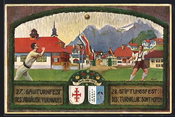 Cartoline postali: Sonthofen, 27. Gau Turnfest des Allgäue – Usato da Berlin venduto da bartko-reher