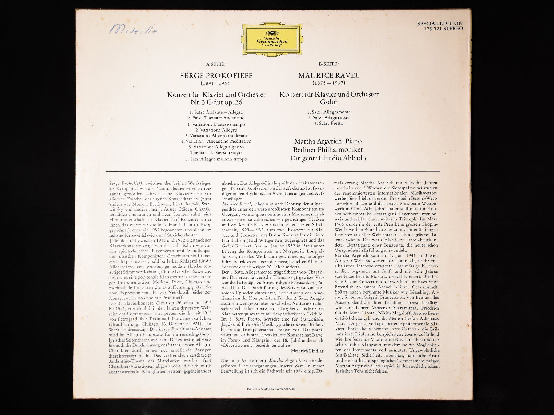 Dischi in vinile: Martha Argerich - Prokofieff / Ravel – Usato da Belmont-sur-Yverdon venduto da ag97 1