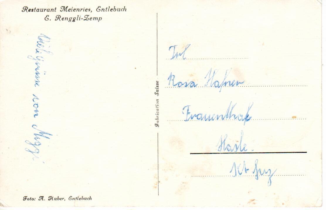 Ansichtskarten: Restaurant Meienris, Entlebuch – Gebraucht aus Wolhusen von Curver9 1