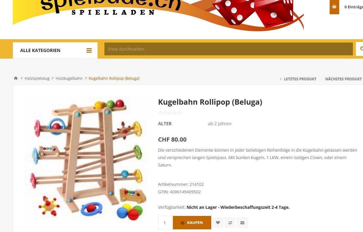 Giocattoli: BELUGA Rollipop Kugelbahn Holz – Nuovo e nell'imballaggio originale da Oensingen venduto da Liquidations-Shop 4