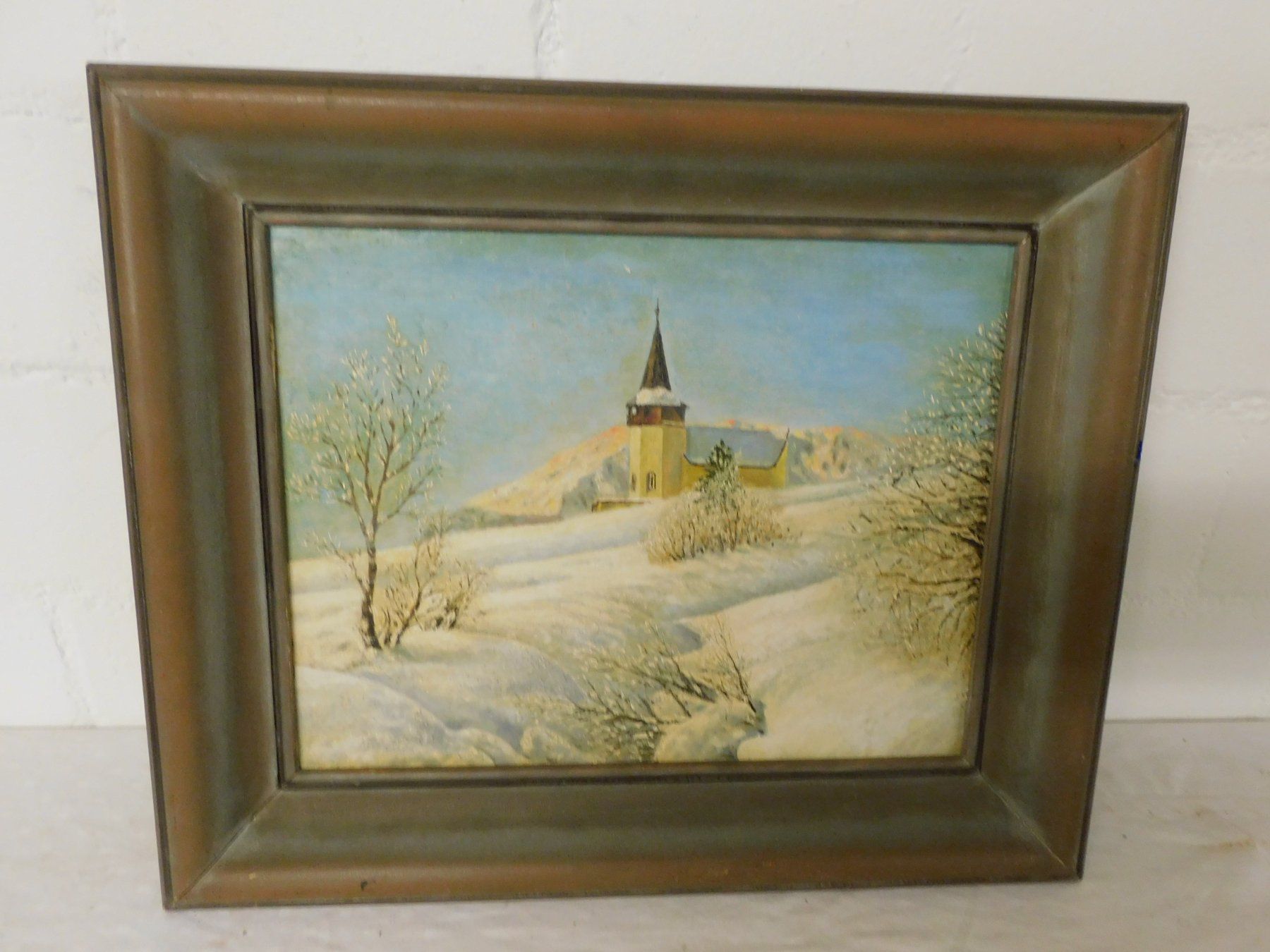 Dipinti: Winterliches Ölgemälde mit Kirche im Rahmen, signiert – Usato da sursee venduto da trilli-tralli 2