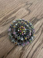 Wunderschöne Vintage Brosche mit bunten Strasssteinen!