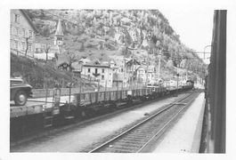 Göschenen UR Gotthard Autoverlad Verladen von Autos Bahnhof