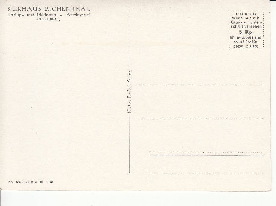 Cartoline postali: Richenthal ca. 1940 – Usato da Bürglen TG venduto da StampGraf 1