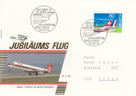 1981 50 Jahre Swissair Jubiläumsflug Basel-Zürich 26.3.81