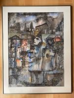 Tolles grosses Aquarell, Romolo Esposito, Unikat 1966