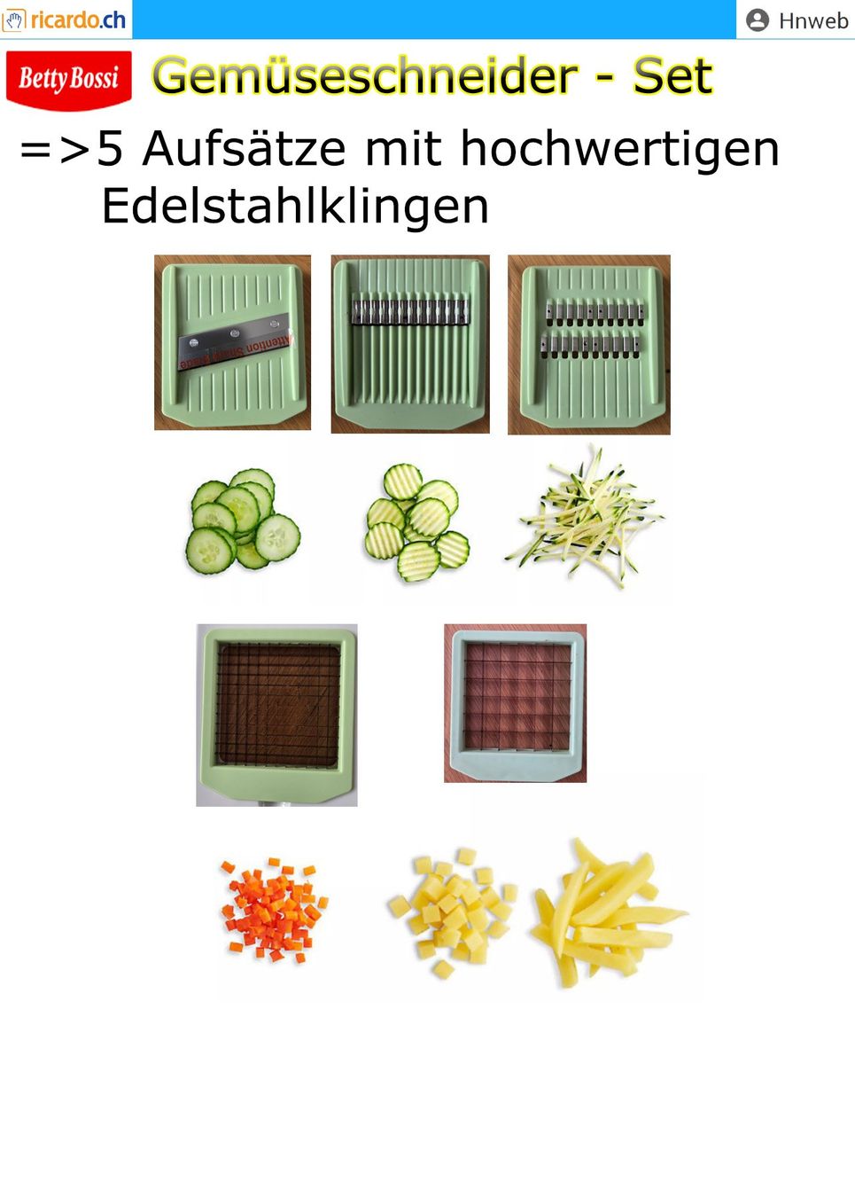 Betty Bossi Elettrodomestici da cucina: Betty Bossy: Gemüseschneider - Set – Usato da Kaisten venduto da Hnweb 1