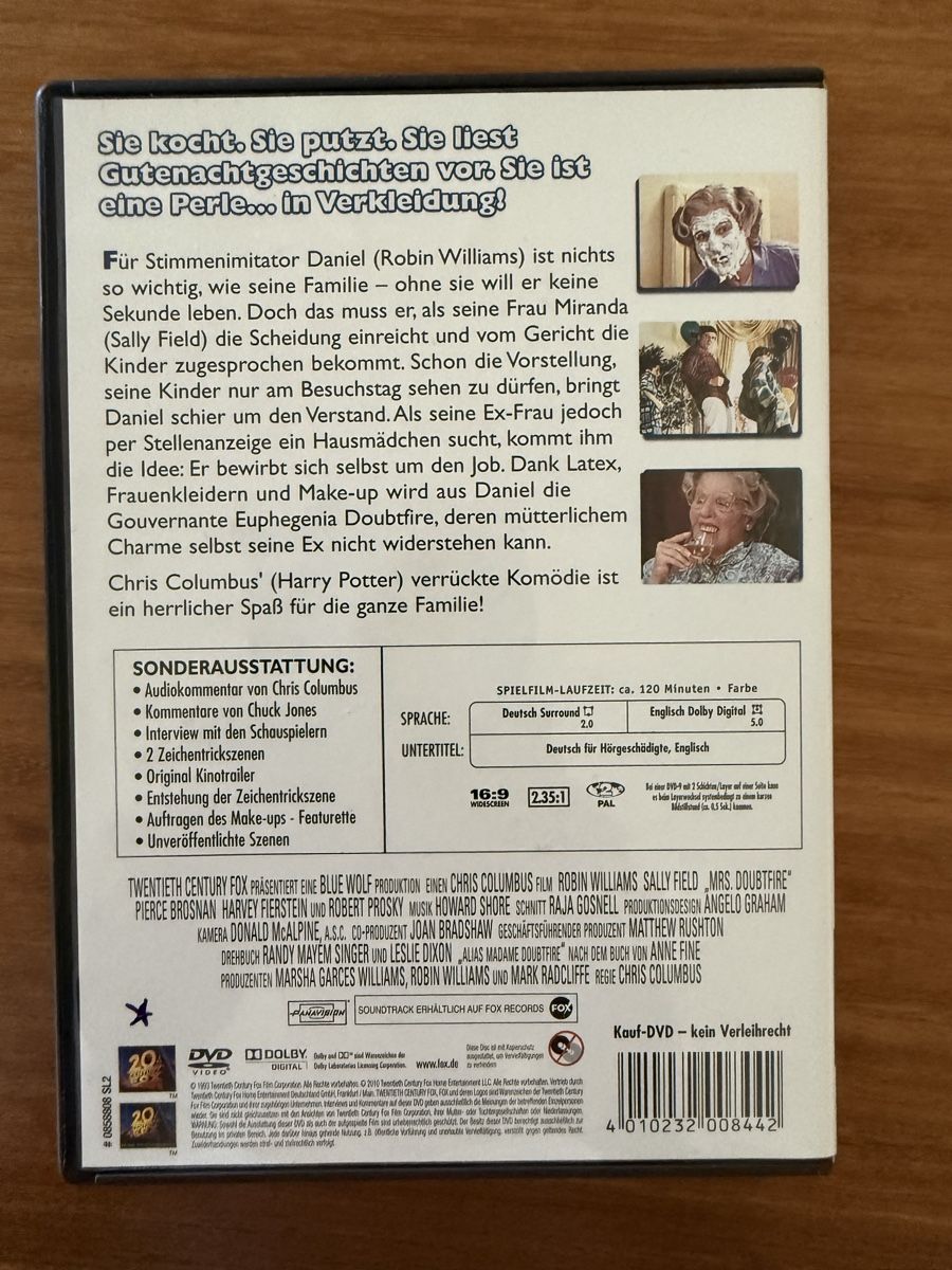 Alle DVDs: DVD Mrs. Doubtfire guter Zustand – Gebraucht aus Menzengrüt von SC1973 1