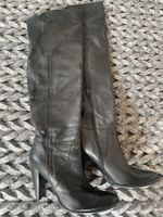 Schwarze Overknees-Lederstiefel, Grösse 37, Hoher Absatz