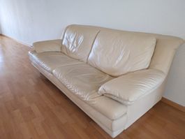 Schubiger 3-Sitzer Ledersofa 222cm – Vintage Echtleder Braun