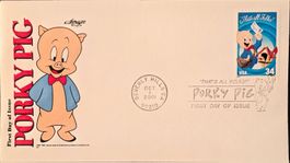 FDC / USA 34 / PORKY PIG / Beverly Hills CA / 1.10.2001 Klei