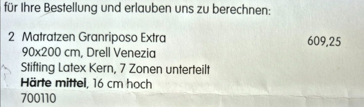 Riposa Materassi: Matratze Riposana, 200 x 90 cm – Usato da Wettingen venduto da XYZName 4