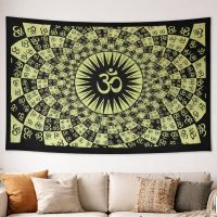 Tagesdecke Dekotuch Batik Om Baumwolle Wandbehang Grün
