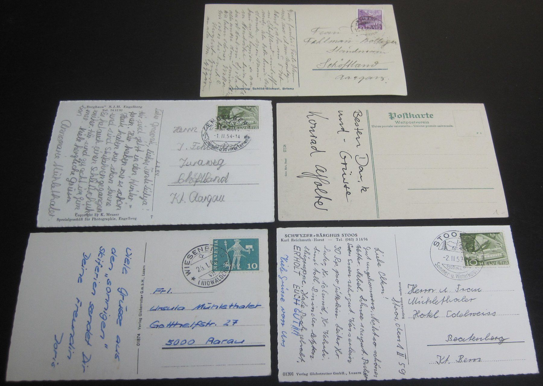 Cartes postales: Schweiz 5 verschiedene alte Ansichtskarten – D'occasion à Waltenschwil par lehrblaetz55 1