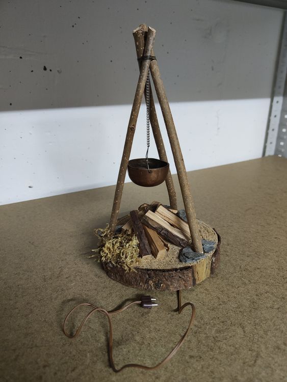 Riffelmacher Lagerfeuer Mit Kessel & Licht - Authentische Krippen-Deko Für Weihnachten & Modelleisenbahn