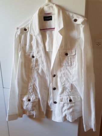 Leinenjacke Weiss mit Gürtel, Gr. 44