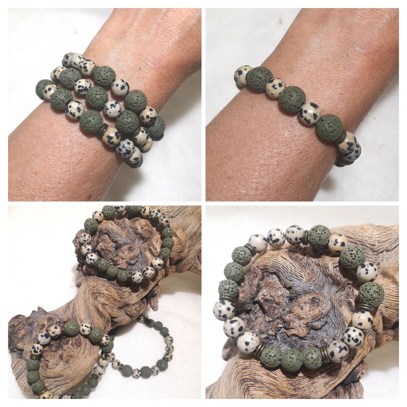 Bracciali & Braccialetti: Lava-Dalmatiner Jaspis Armk. - Spendenaktion – Nuovo (secondo la descrizione) da Unterkulm venduto da Nachtigall