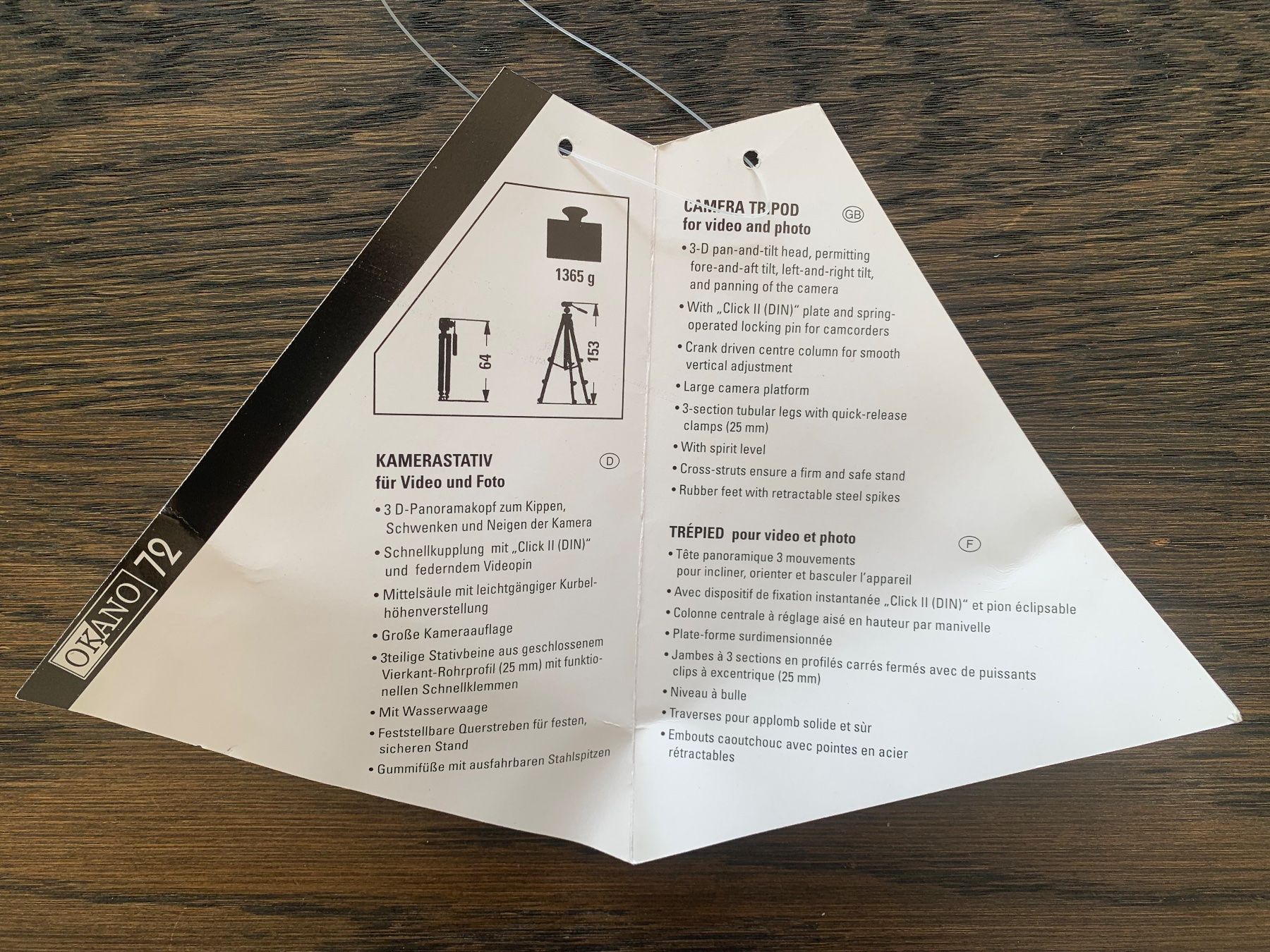 Treppiedi & Teste: Okano 72  Kamerastativ – Nuovo e nell'imballaggio originale da Weesen venduto da Elmax1 9