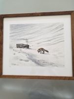 Lithographie signée Jacques Rime avec cadre en bois