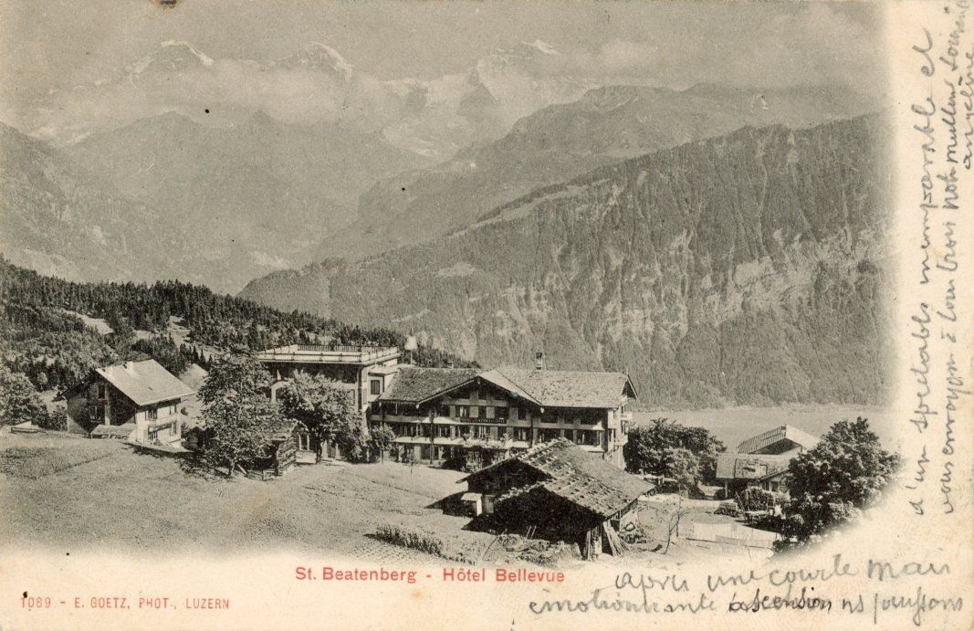 Cartoline postali: Beatenberg   BE  mit Hôtel Bellevue       um 1900 – Usato da Brig venduto da Valcards54