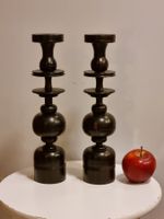 Paar grosse Holzleuchter gedrechselt Baluster 28 cm