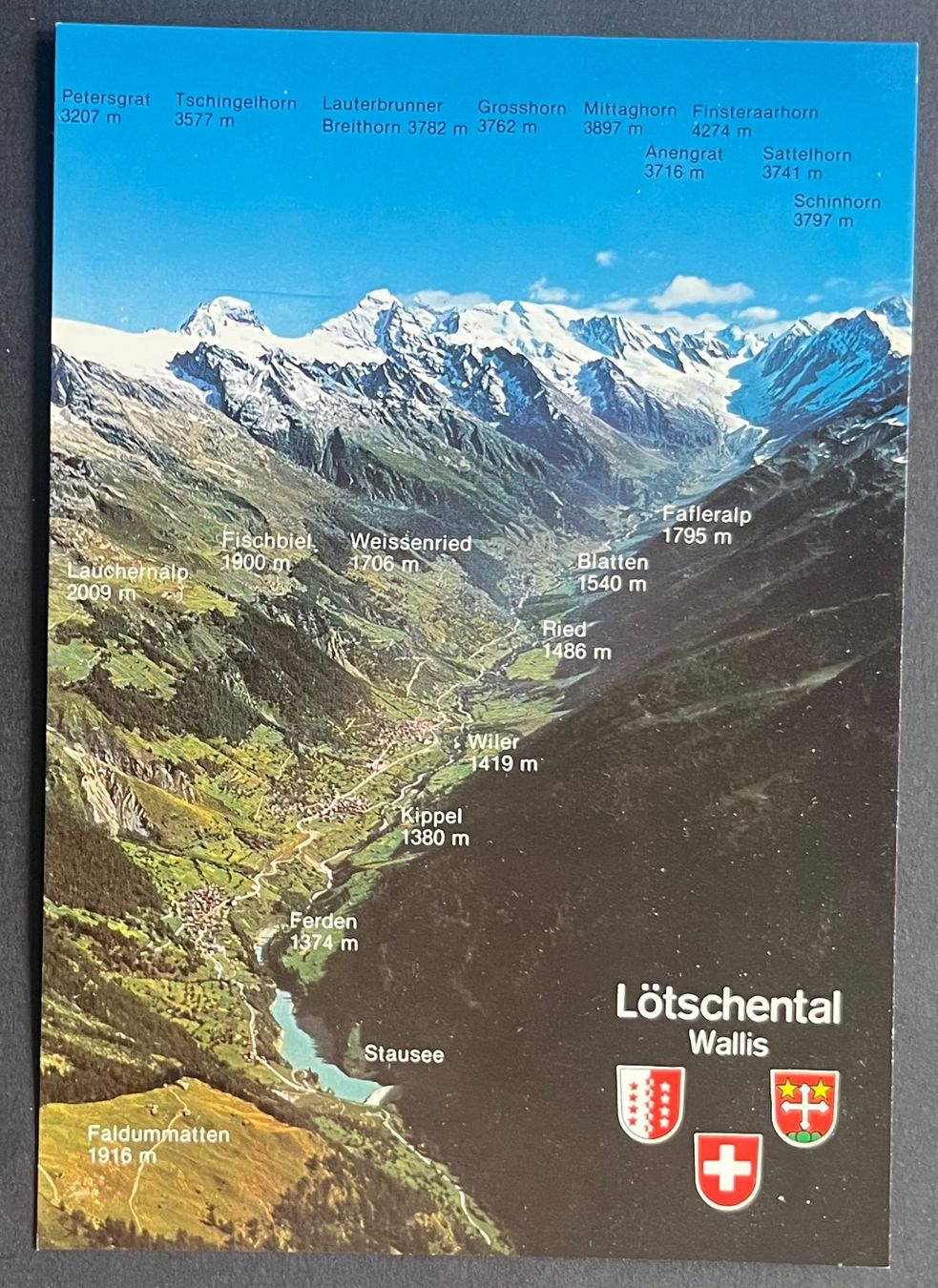 Cartoline postali: Lötschental Flugaufnahme, ca 1980 – Usato da Ostermundigen venduto da DaxKarten-75
