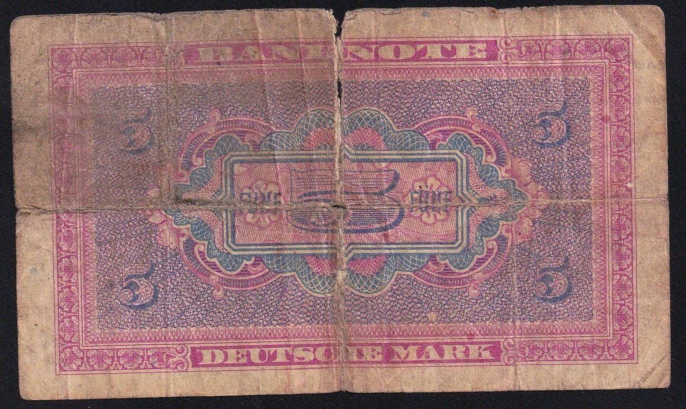 Banconote: Deutschland 5 Mark 1948 – Usato da Brugg AG venduto da banknoten_muesli 1