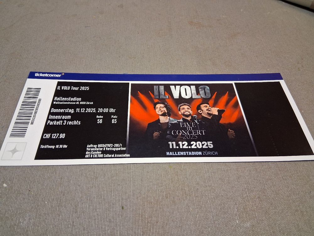 1 Ticket für il Volo am 11.12.2025 im Hallenstadion Zürich (Neu und ...