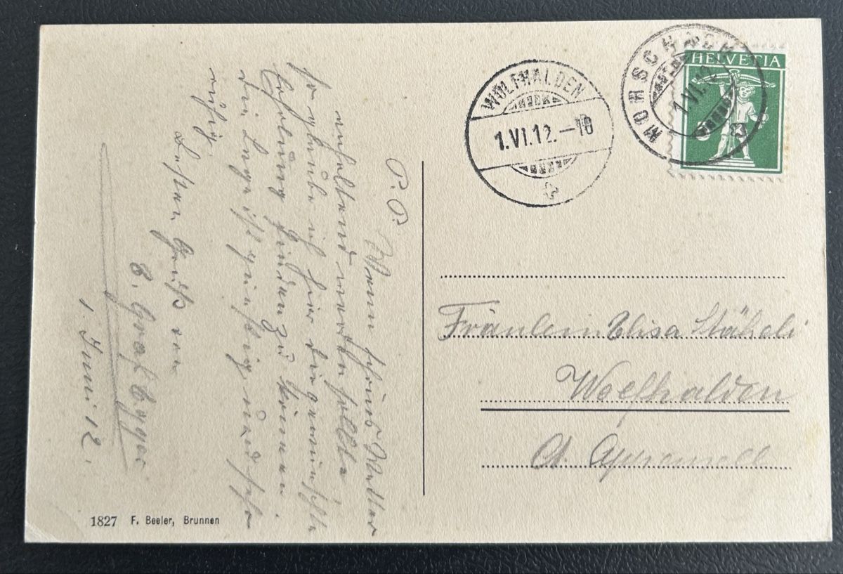 Cartoline postali: Morschach Pension Betschart  – Usato da Horw venduto da Tellbub 1