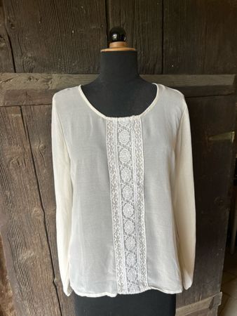 Kaffe Bluse Weiss Grösse 38 leichte Spitze