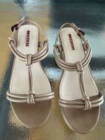 Prada Sandalen, Keilabsatz, Gr. 38, Sommer-Look, Beige!