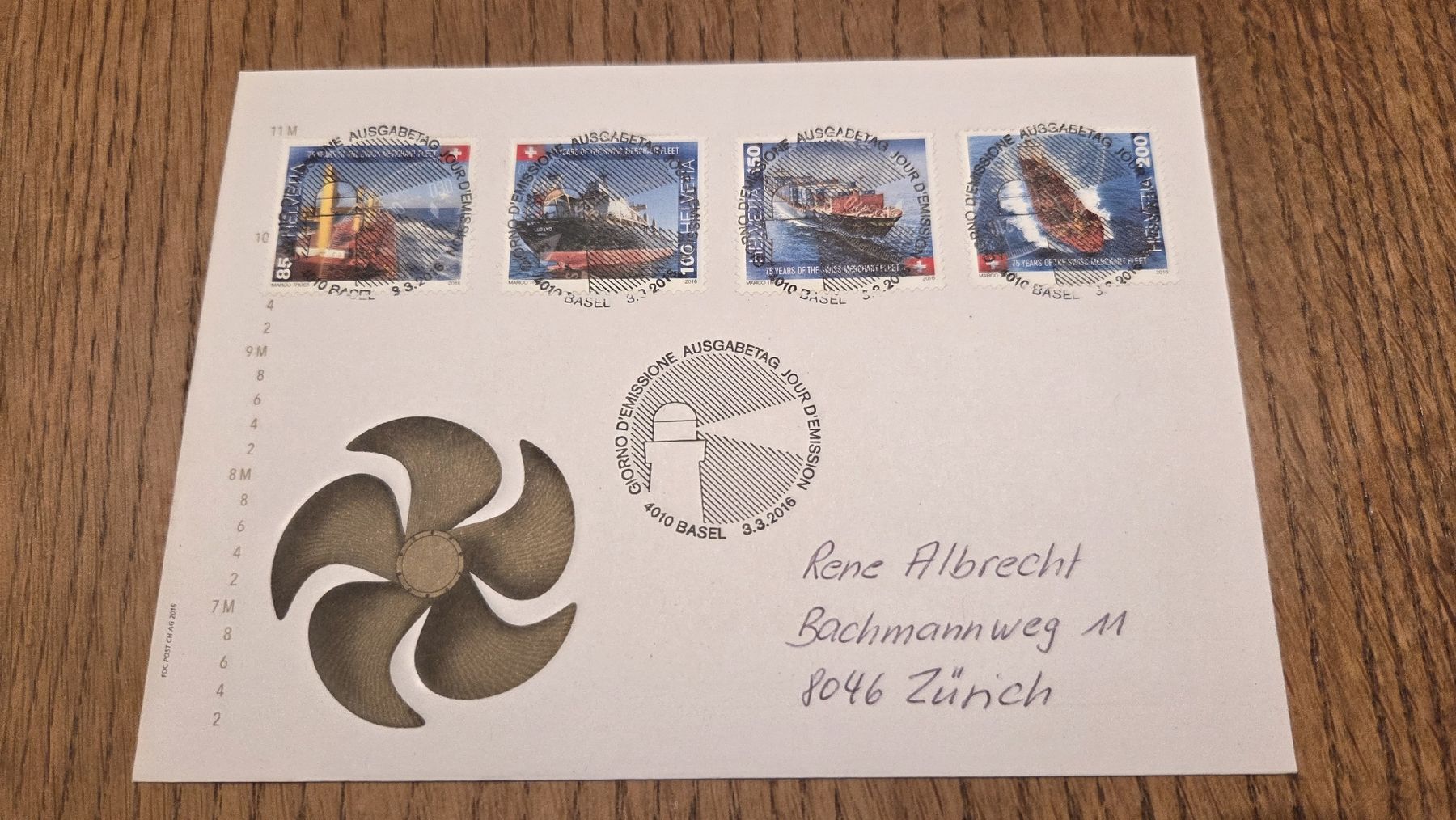 Tutti i francobolli: 2016 FDC Schifffahrt Schweiz Vollstempel – Usato da Arni AG venduto da Moth68