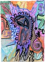 Klumpen - Original Aquarell auf Karte - Outsider Art / Brut