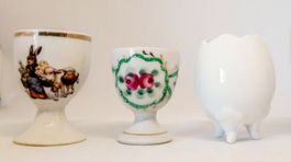 3x alte Eierbecher ancien coquetier lapin Pâques Ostern Hase