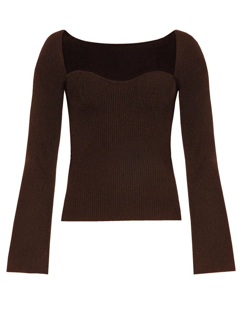Top: Pixie Market Bustier-Stricktop in Schokobraun – Usato da Kilchberg ZH venduto da sentiera 2