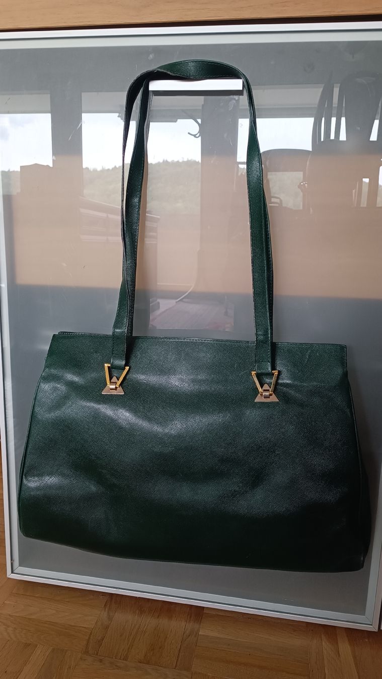 Borse da donna: Grüne Vintage Handtasche, Leder – Usato da Baden venduto da zuppel