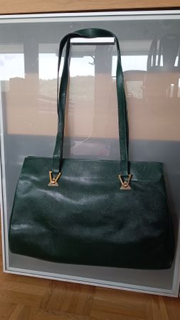 Grüne Vintage Handtasche, Leder