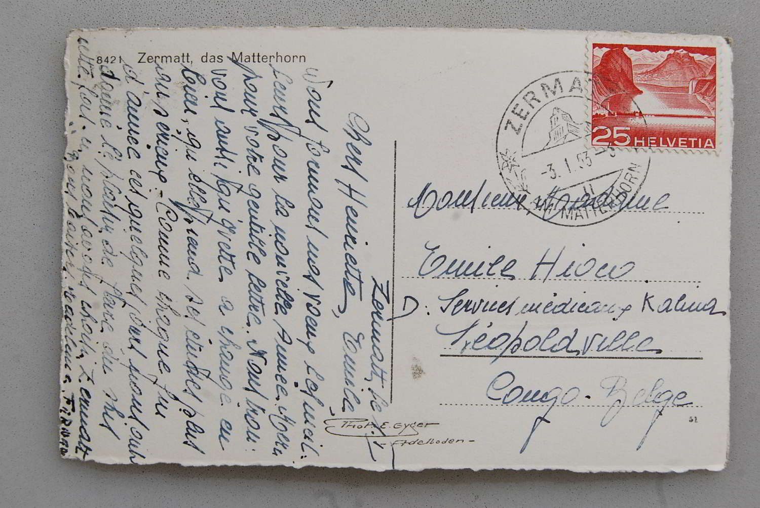 Cartoline postali: AK Zermatt das Matterhorn 1953 – Usato da Rüfenacht BE venduto da Toro06 1