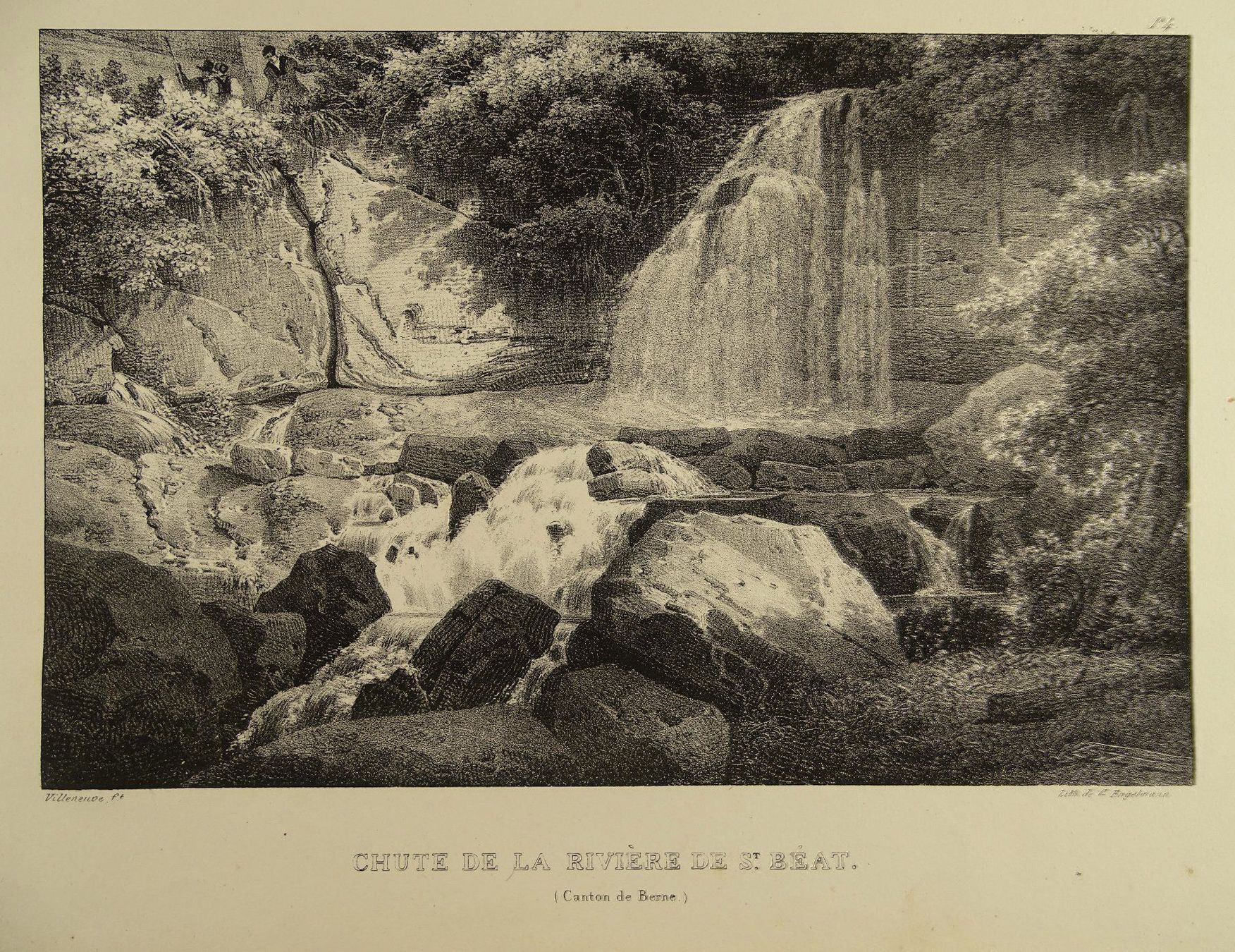 Grafica & Litografie: BEATENBERG WASSERFALL. LITHOGRAPHIE – Usato da Grüningen venduto da Kartensammler