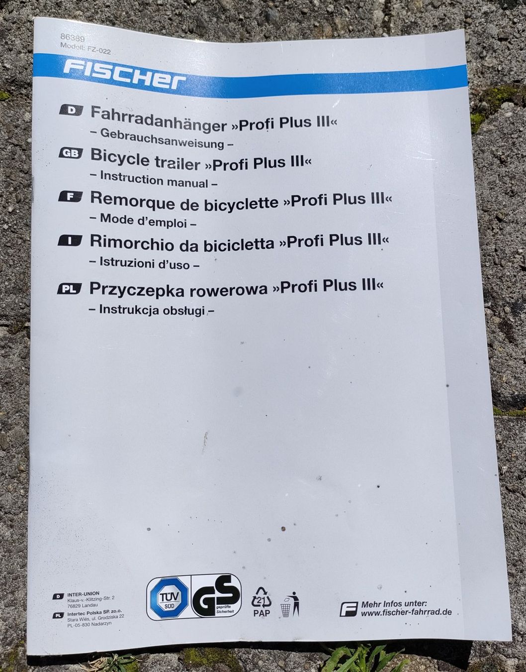 Fischer Veloanhänger: Fischer Velo Lastenanhänger PROFI PLUS III – Gebraucht aus Orpund von  6