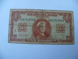 Banknote Niederlande 1 Gulden 1945, Gebrauchter Zustand