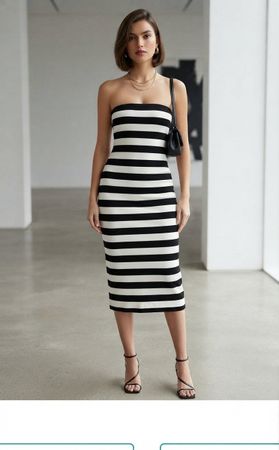 H&M Kleid Streifen trägerlos Baumwolle Gr. L
