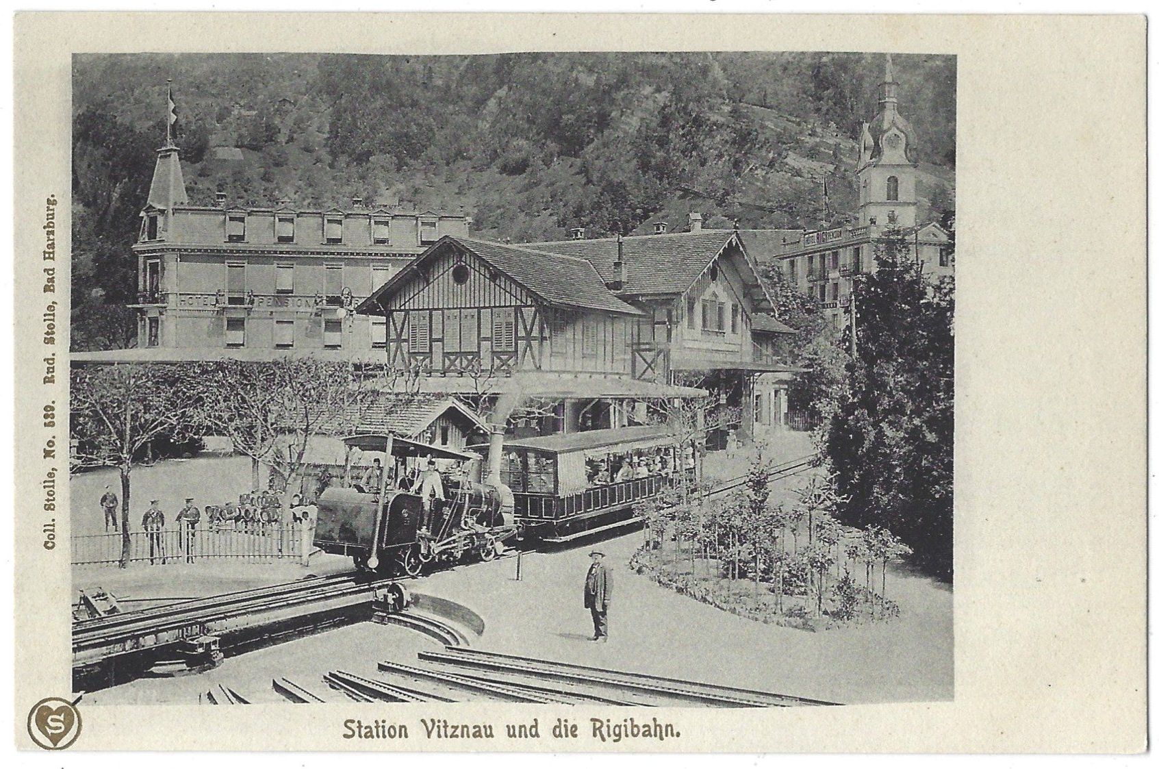 Cartoline postali: Station  Vitznau  und  die  Rigibahn. – Usato da Bütschwil venduto da Jackson1A