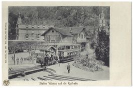 Station  Vitznau  und  die  Rigibahn.