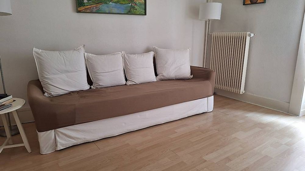 Canapé Convertible 3 Places Gris, 200 Cm, Avec Rangement, Comme Neuf