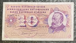 10‑Franken‑Banknote 1977 – Serie 98 F – sehr guter Zustand