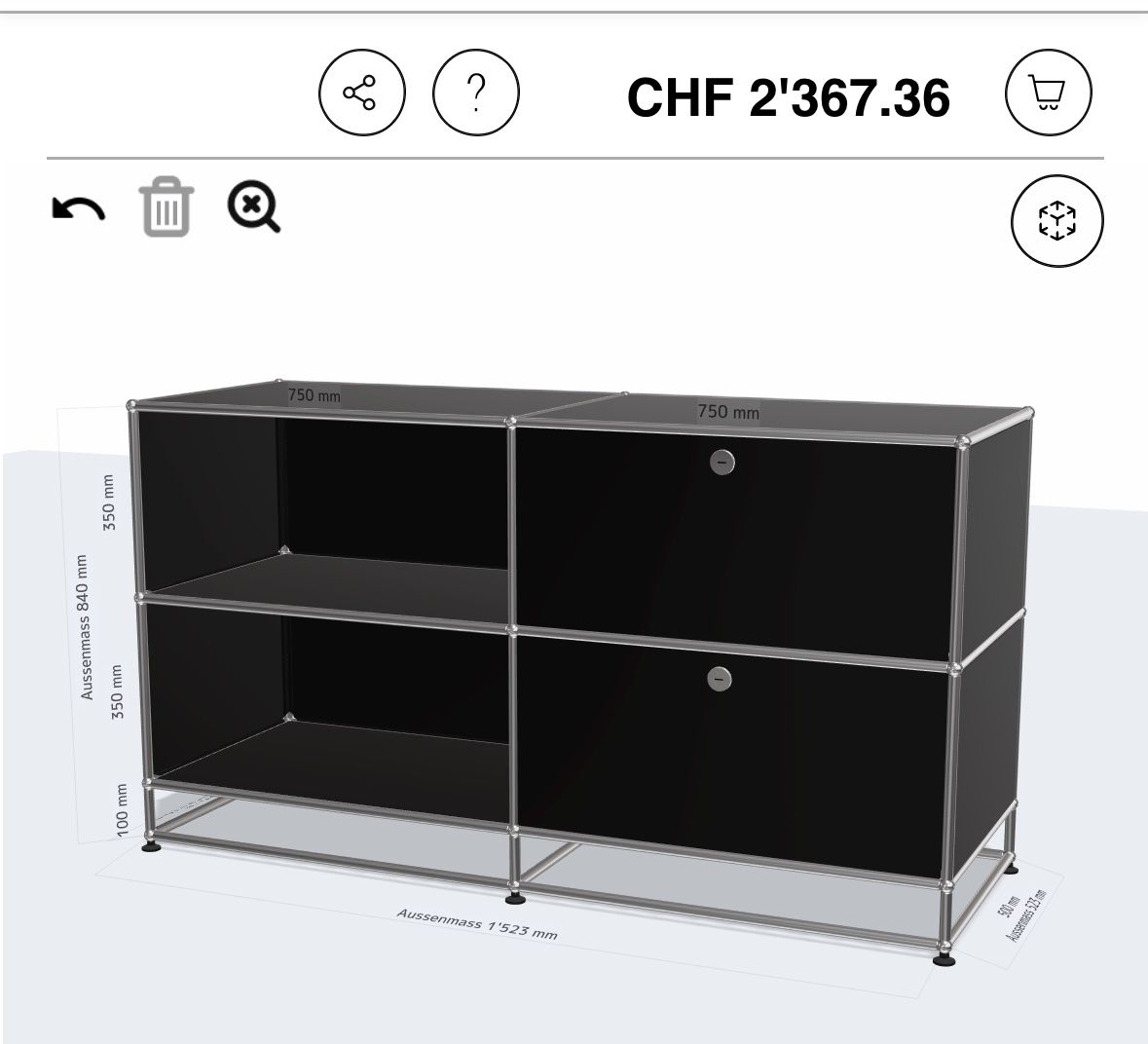 USM Cassettiere: USM Sideboard in Schwarz – Usato da Opfikon venduto da lula21 1