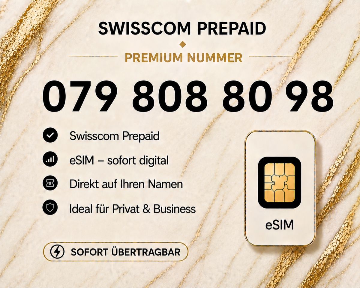 Swisscom PrePaid-Karten: Swisscom Prepaid Premium Nummer – Neu und originalverpackt aus Rotkreuz von 079shop