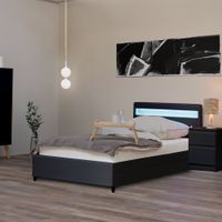 21464 - LED Bett 90x200 NUBE mit Schubladen - DUNKELGRAU